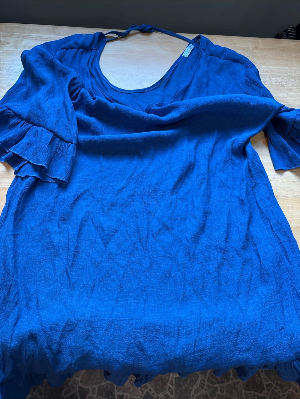 Women’s Royal Blue Scoop Neck Ruffle Sleeve dress 👗